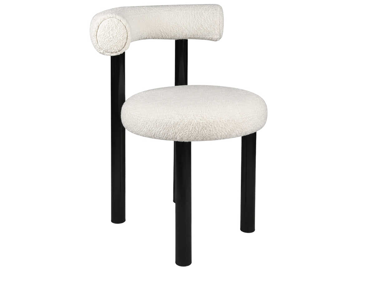 Moira Ceramic Top Dining Table 179 cm & Boucle Velvet Dining Chair White - Set of 6