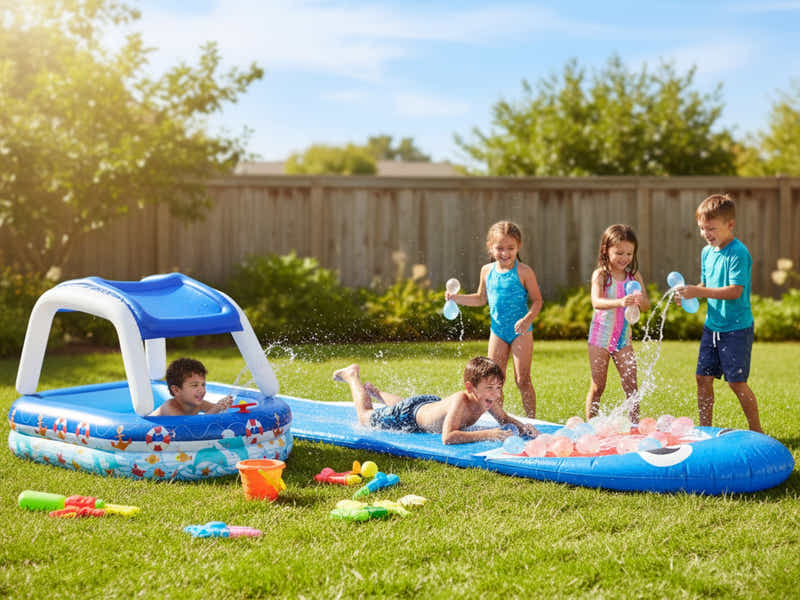 Bestway Family Pool with Canopy + ZURU Shark Slide