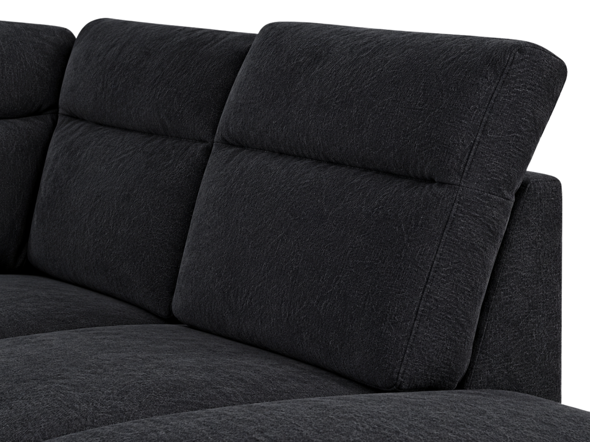 Delano Sectional Linen Sofa with Right Chaise - Black