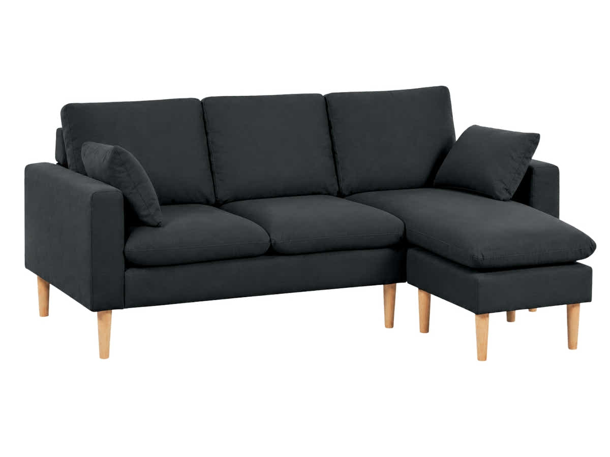 Darius Corner Sofa Linen - Black