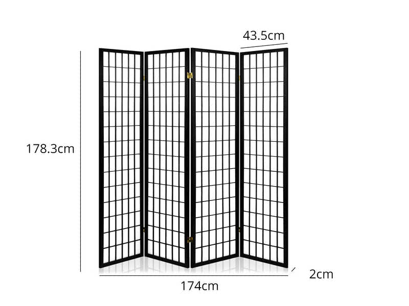 DS Room divider E P1 4 panel Black