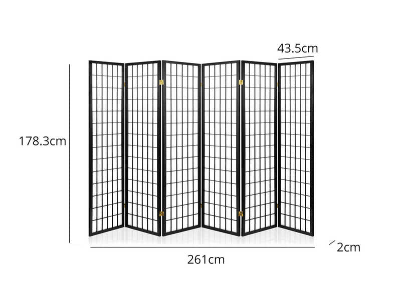 DS Room divider E P1 6 panel Black