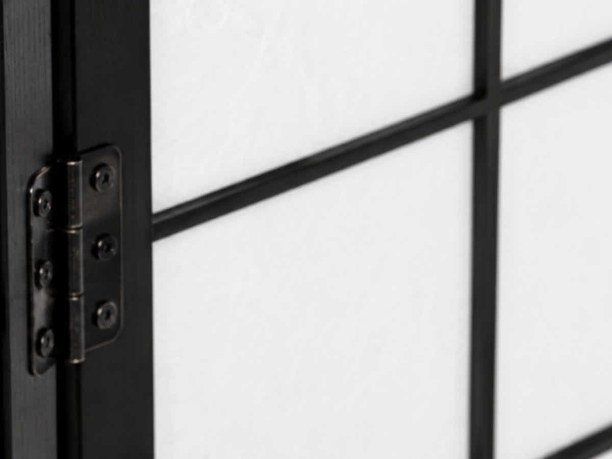6-Panel Room Divider with Bamboo Pattern - Black
