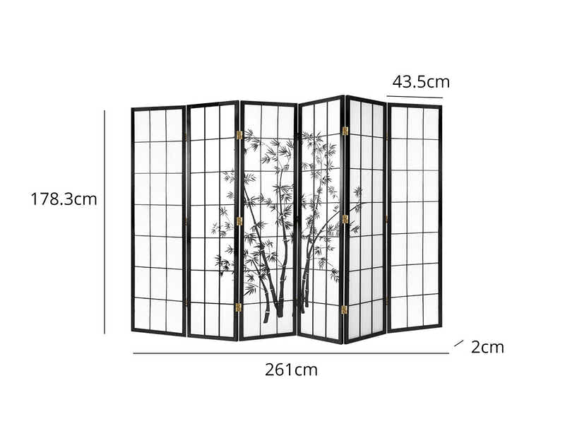 DS Room divider E P3 6 panel Black