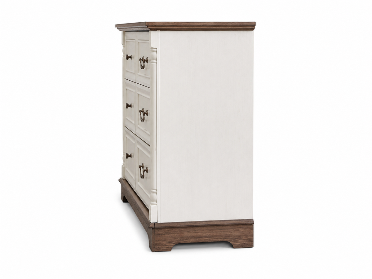 6-Drawer Chest - Antique White & Rustic Brown