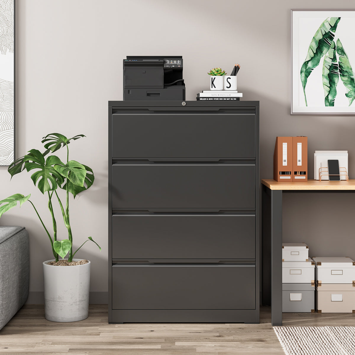 DS Mason Steel Lateral 4-Drawer File Cabinet