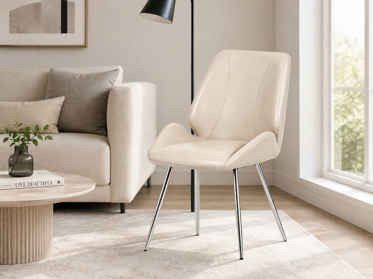 Dining Chair PU Beige - Set of 2
