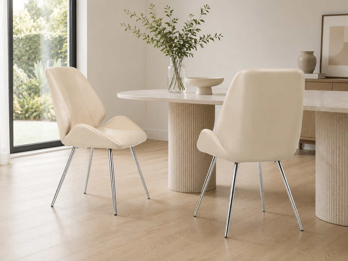 Dining Chair PU Beige - Set of 2