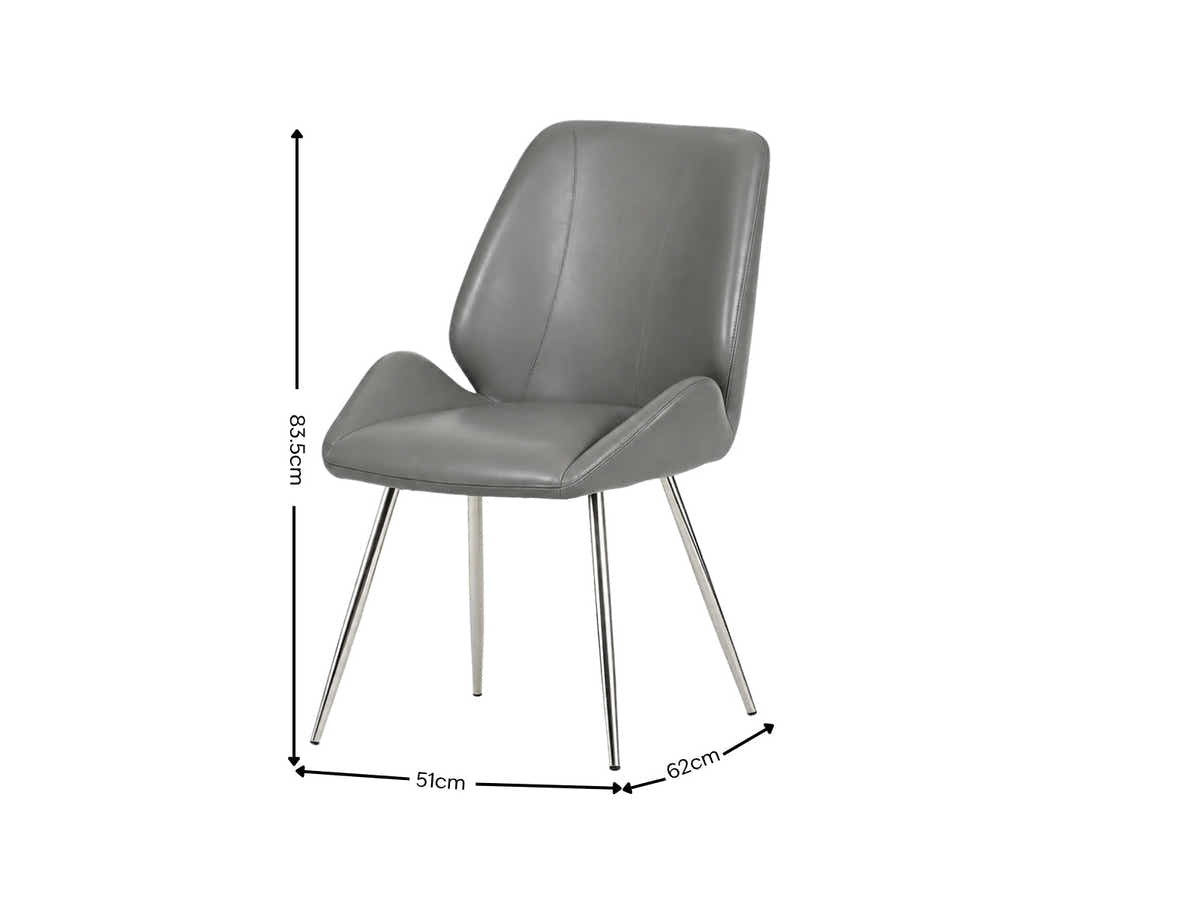 Dining Chair PU Grey - Set of 2