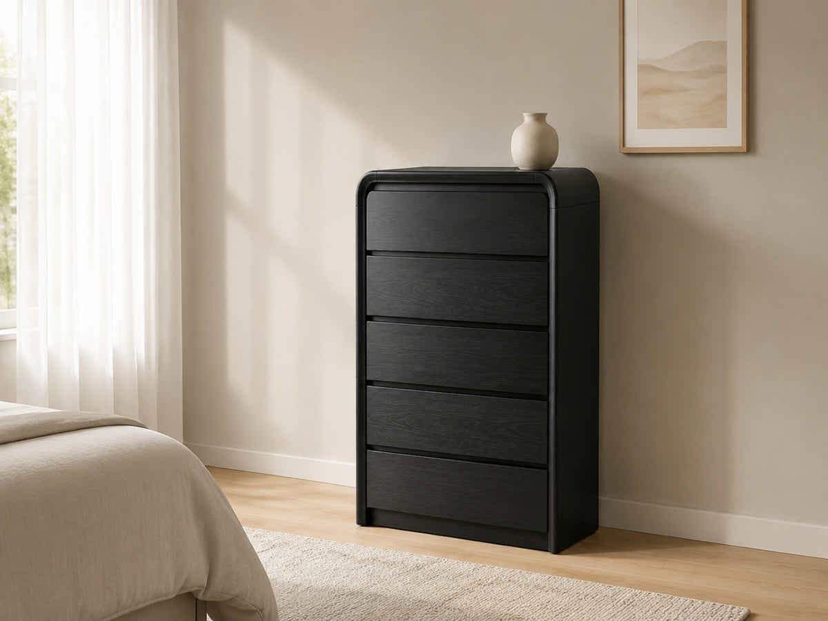 Vilda 5-Drawer Tallboy - Black