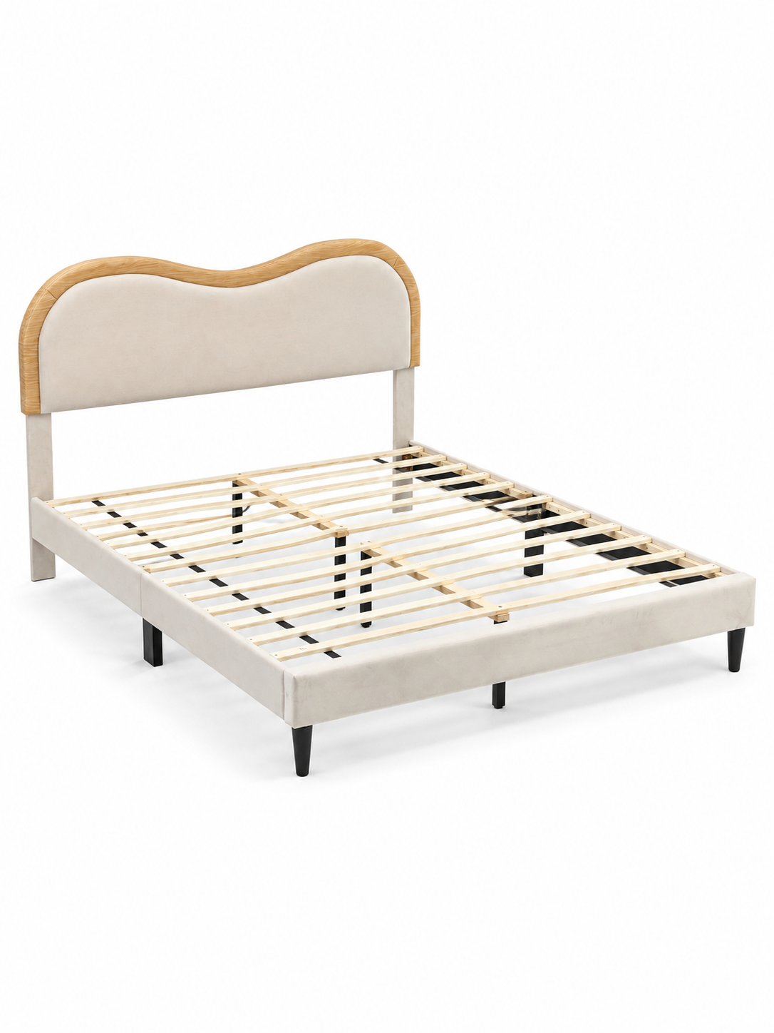 DS Etta Fabric Bed Beige - Queen