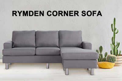 Rymden Linen Sofa Set with Chaise - Grey