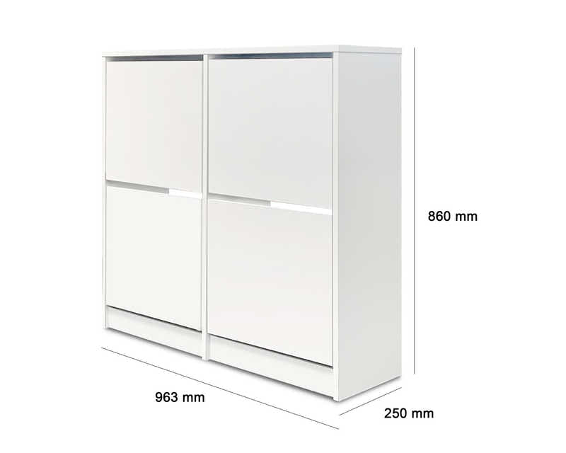 Enkel 4-Drawer Shoe Rack - White