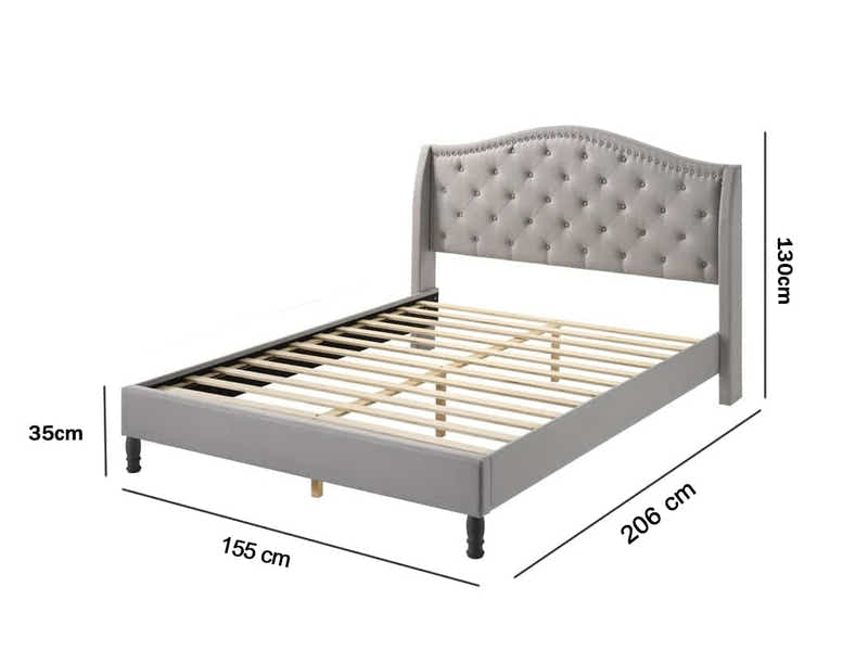 Lizina Bed Frame Light Grey - Double