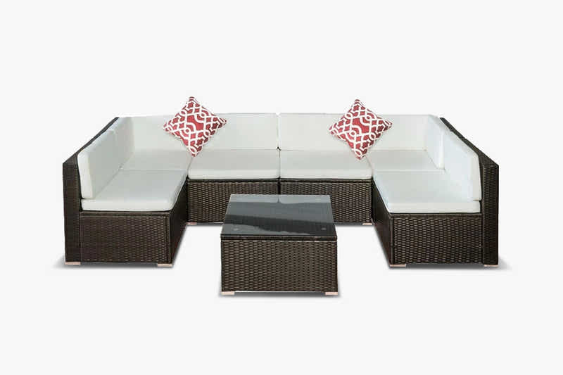 T Warren 7 pc outdoor sofa set beige