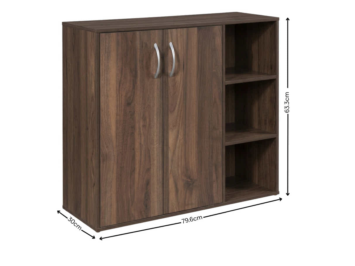 Okura 2-Door Shoe Cabinet with Shelf - Walnut