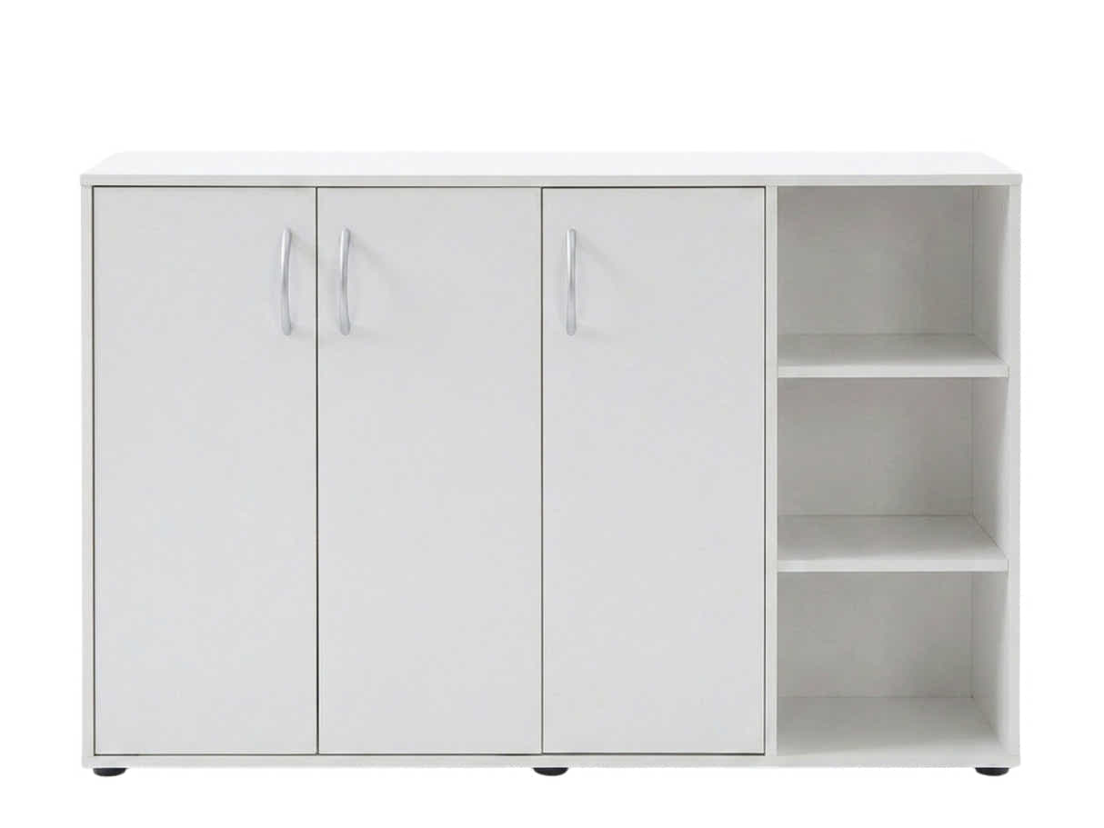 Okura 3-Door Shoe Cabinet with Shelf - White