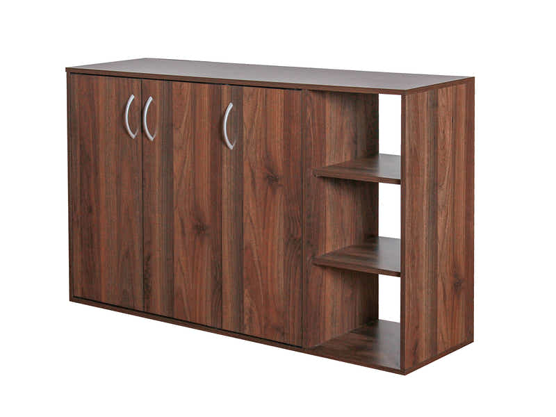 Okura 3-Door Shoe Cabinet with Shelf - Walnut