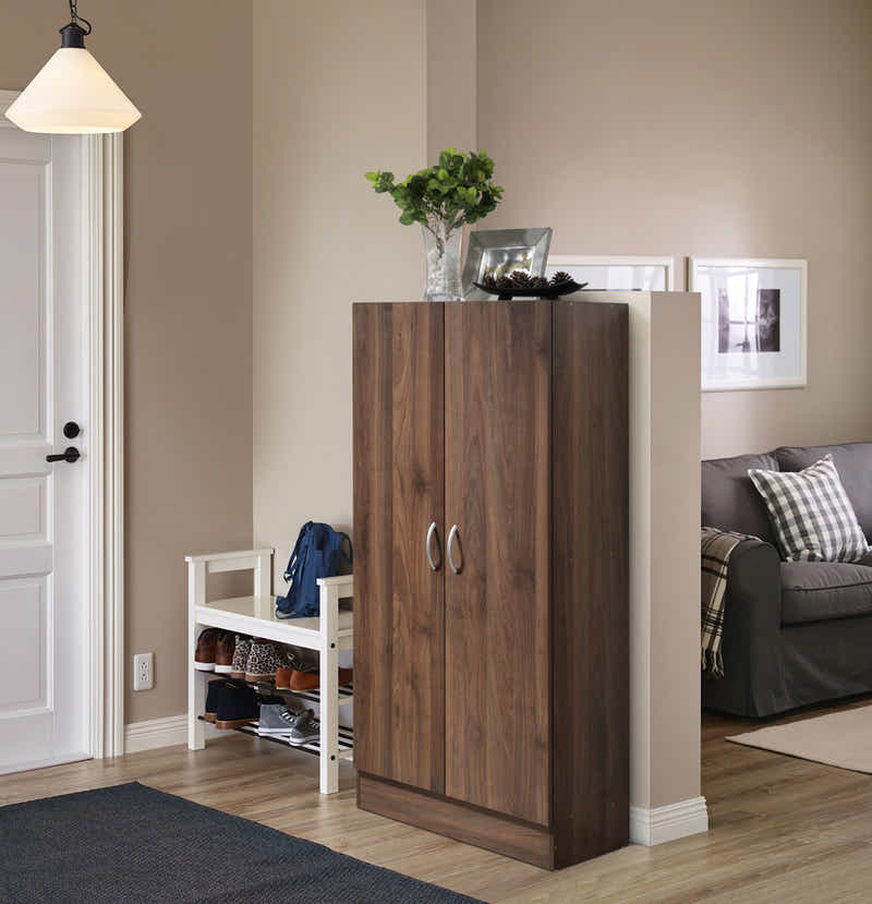 Clevedon 2-Door Shoe Storage Cabinet - Walnut