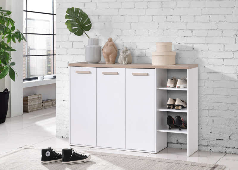 Orewa 3-Door Shoe Cabinet with Open Shelf