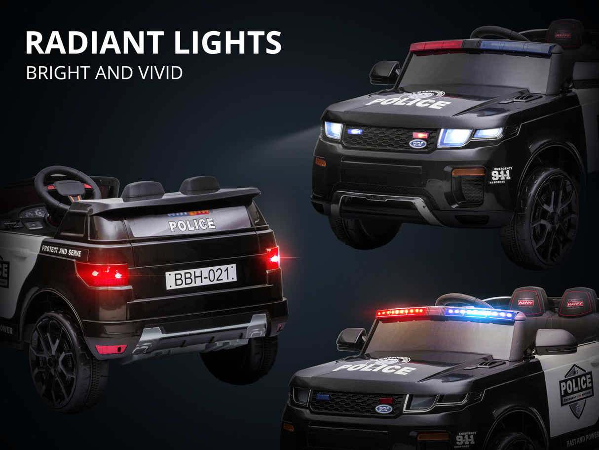 Kids Ride On Police Car - Black