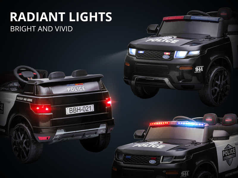 Kids Ride On Police Car - Black