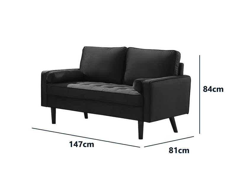 Gyllene 2-Seater Velvet Sofa - Black