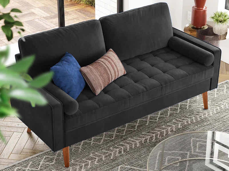 Gyllene 3-Seater Velvet Sofa - Black
