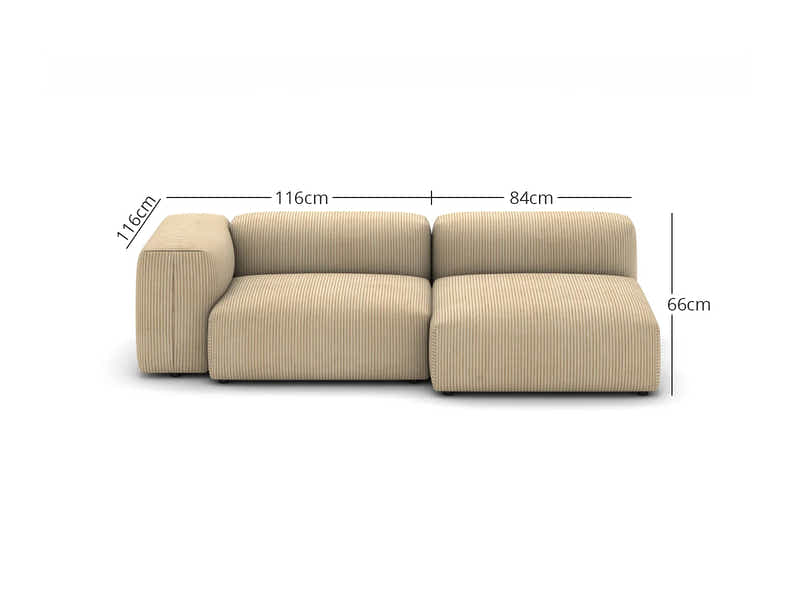 T Corduroy Fabric Sofa Set (Left Armrest Seater+Armless Chaise)
