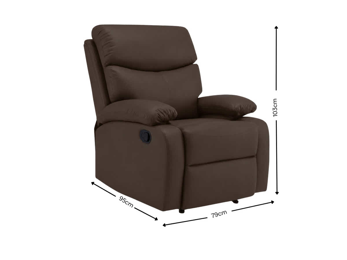 Giselle PU Leather Recliner Chair - Brown