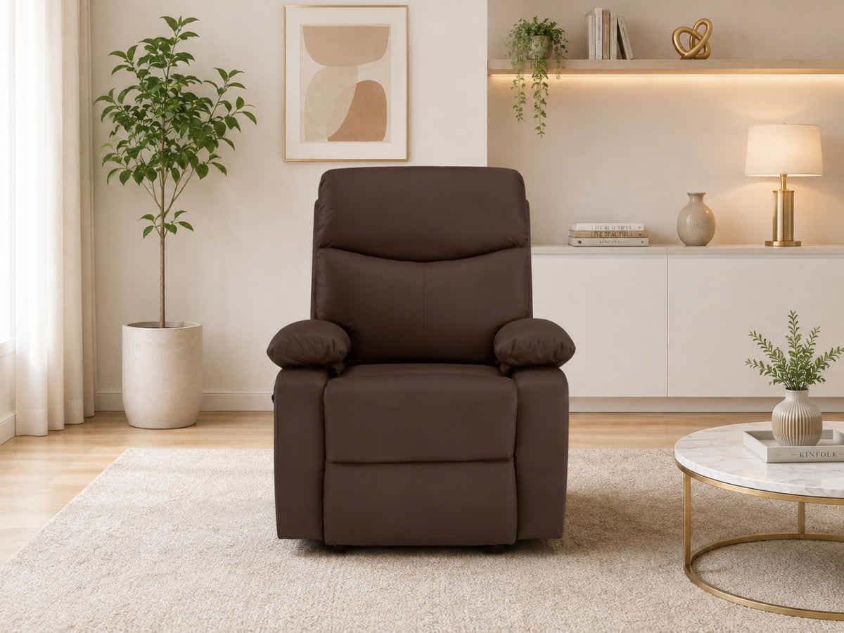 Giselle PU Leather Recliner Chair - Brown