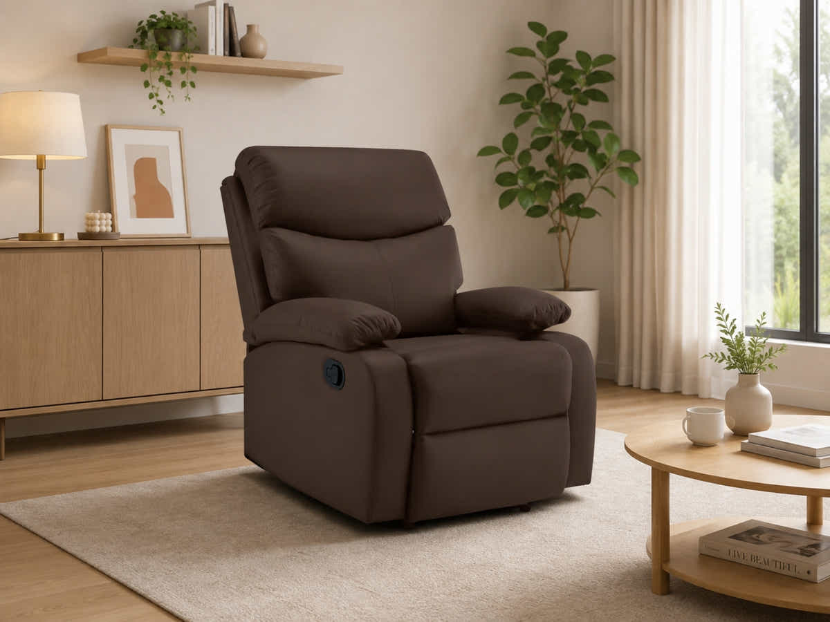 Giselle PU Leather Recliner Chair - Brown