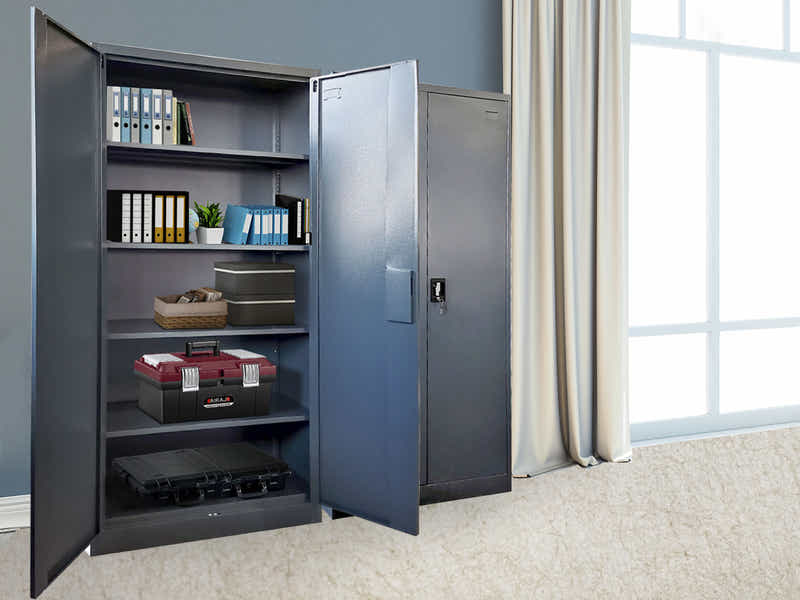 Lockable Steel Garage Storage Cabinet - 185 cm