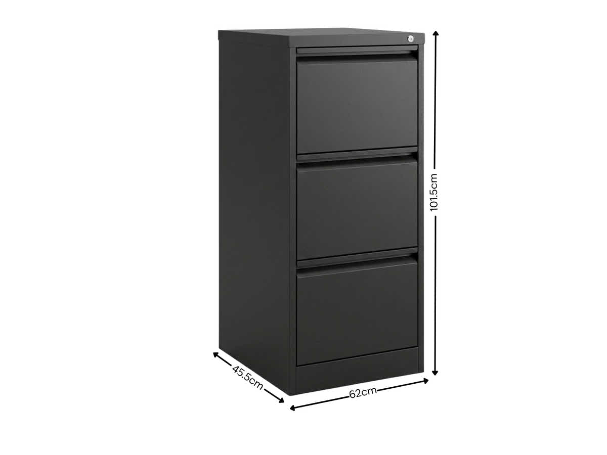 3-Drawer File Cabinet - Black