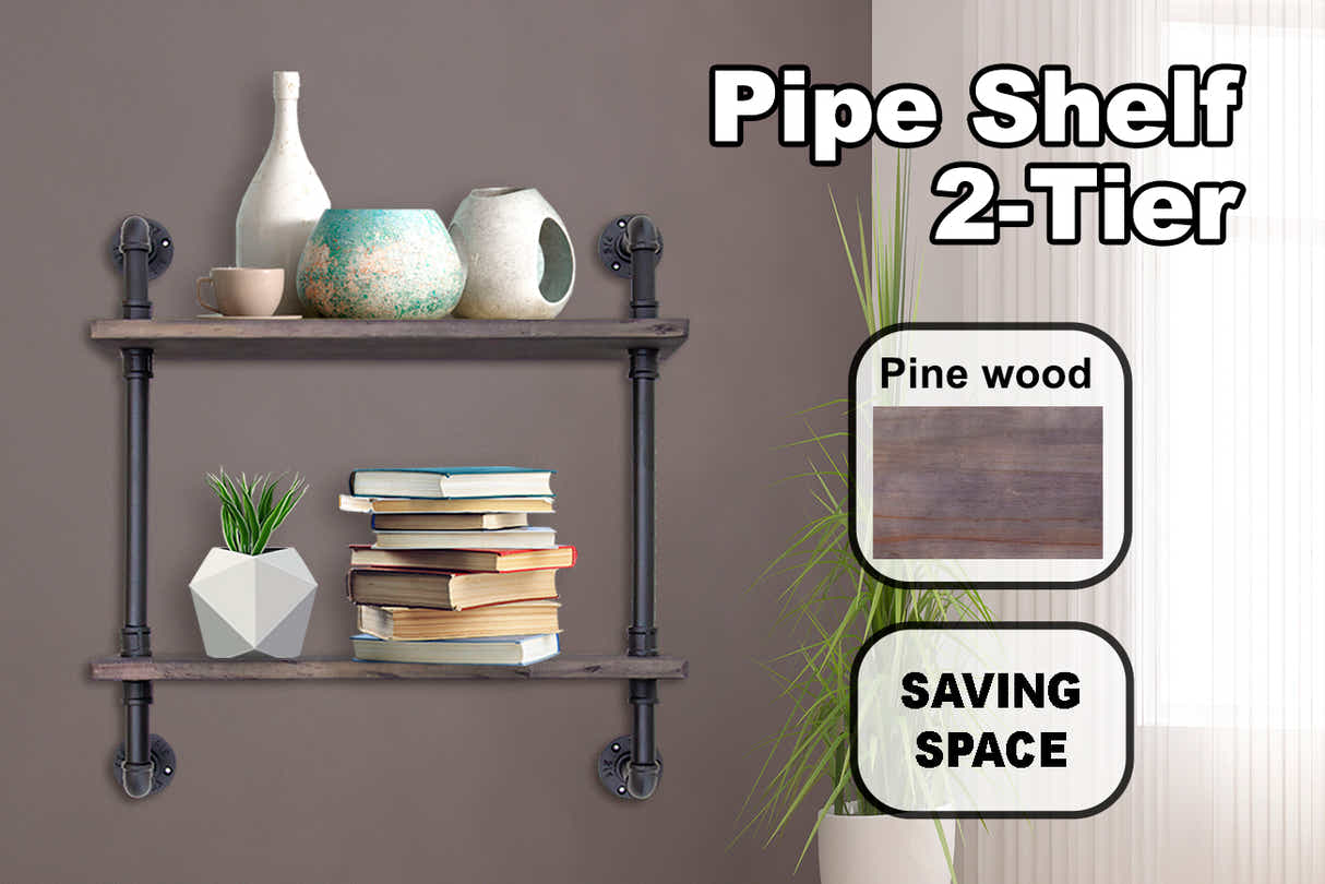 2-Tier Pipe Shelf