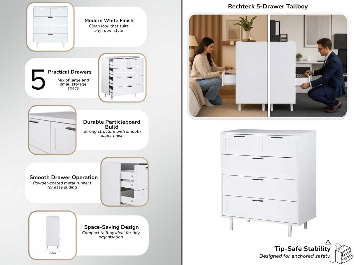 Rechteck 5-Drawer Tallboy