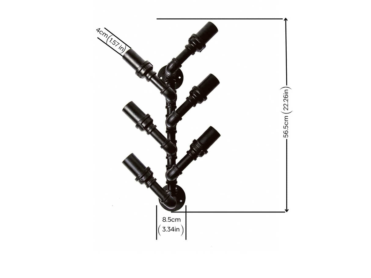 Wall-Mounted Pipe Wine Rack - 6 Bottle Holder