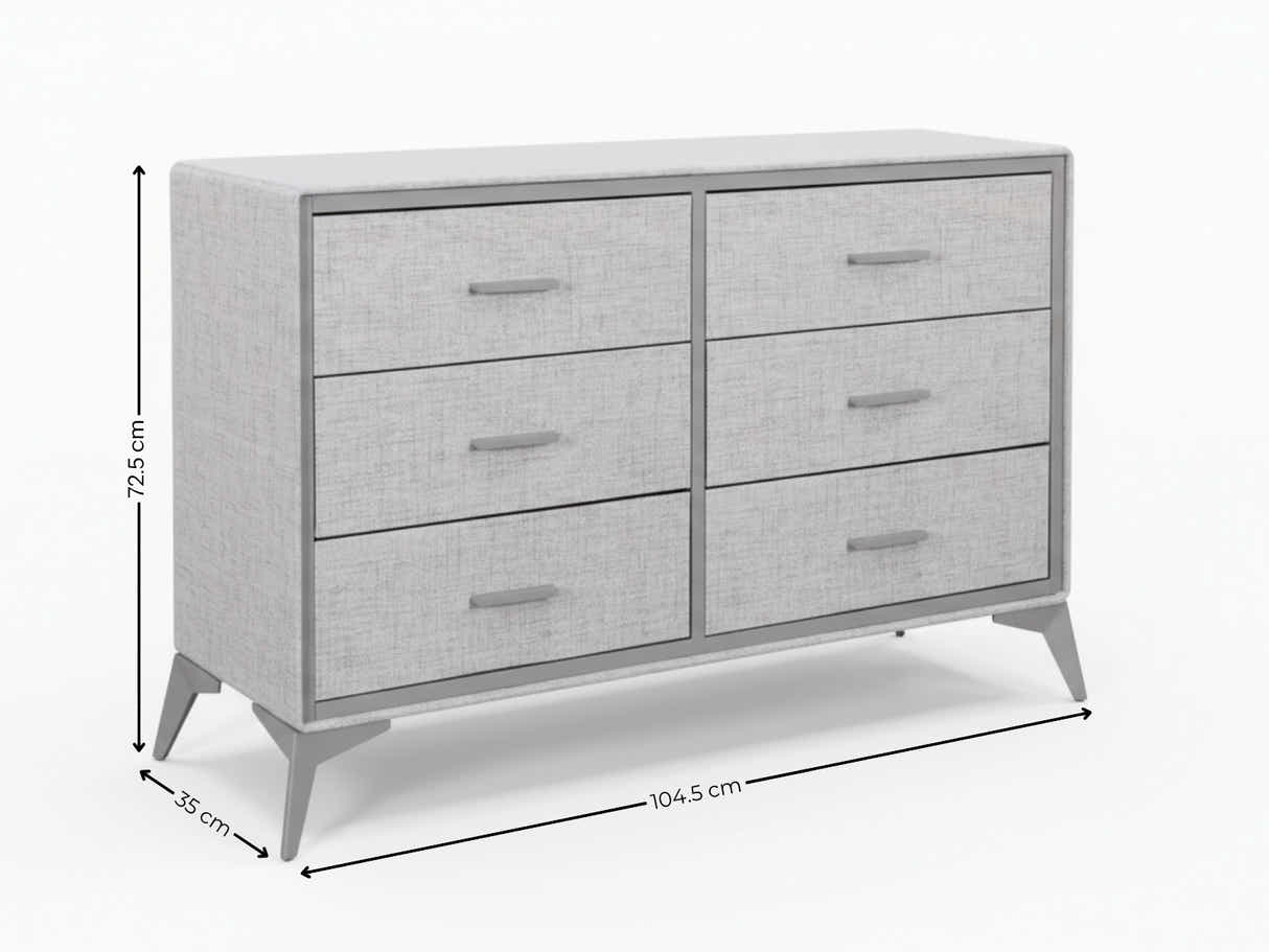 Delani 6-Drawer Lowboy - Grey