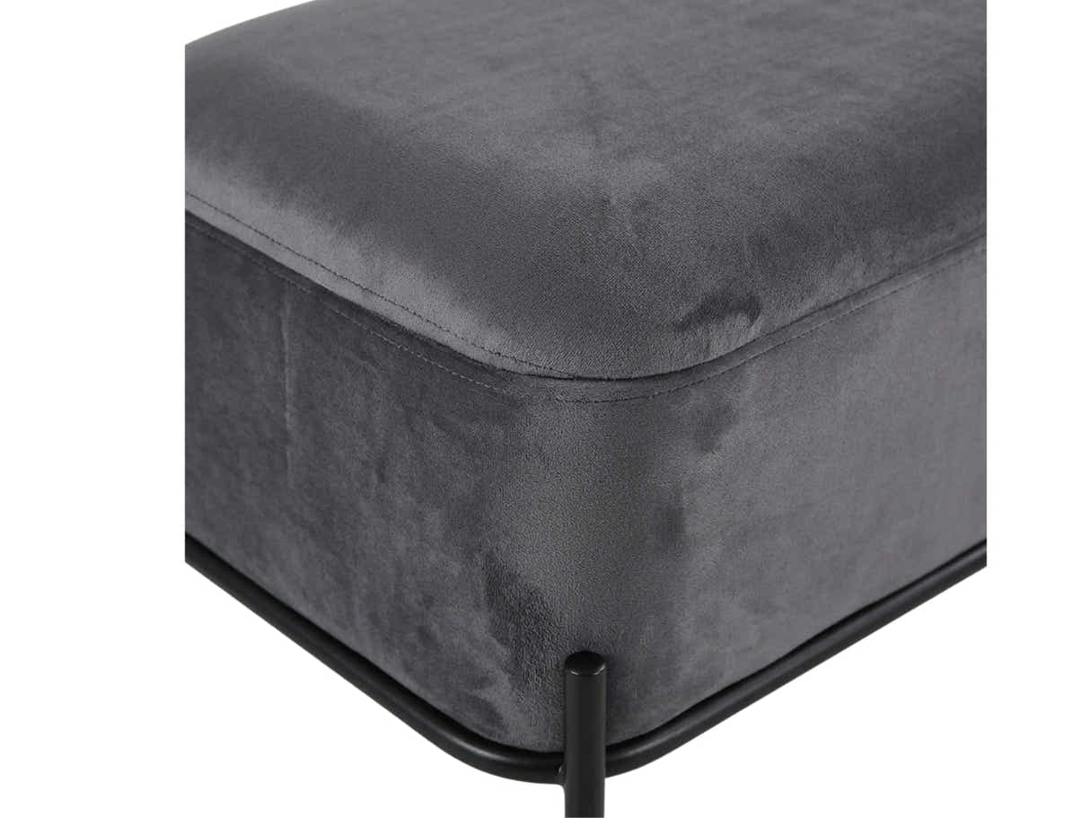 Delani Velvet Ottoman Bench With Storage - Charcoal