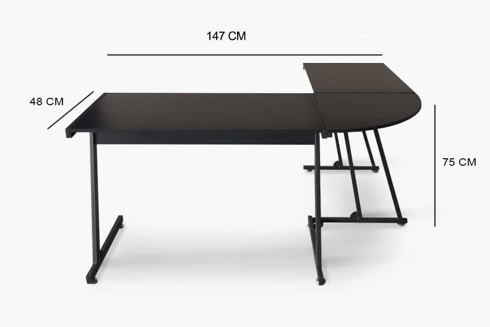 L-shaped Corner Desk - Black