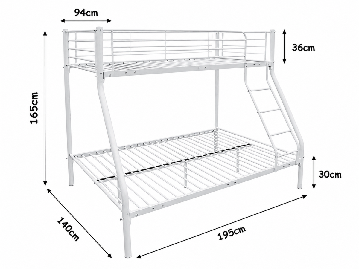 Metal Triple Bunk Bed - White