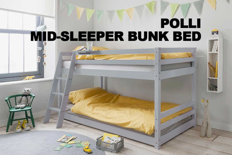 Polli Mid-Sleeper Bunk Bed - Grey