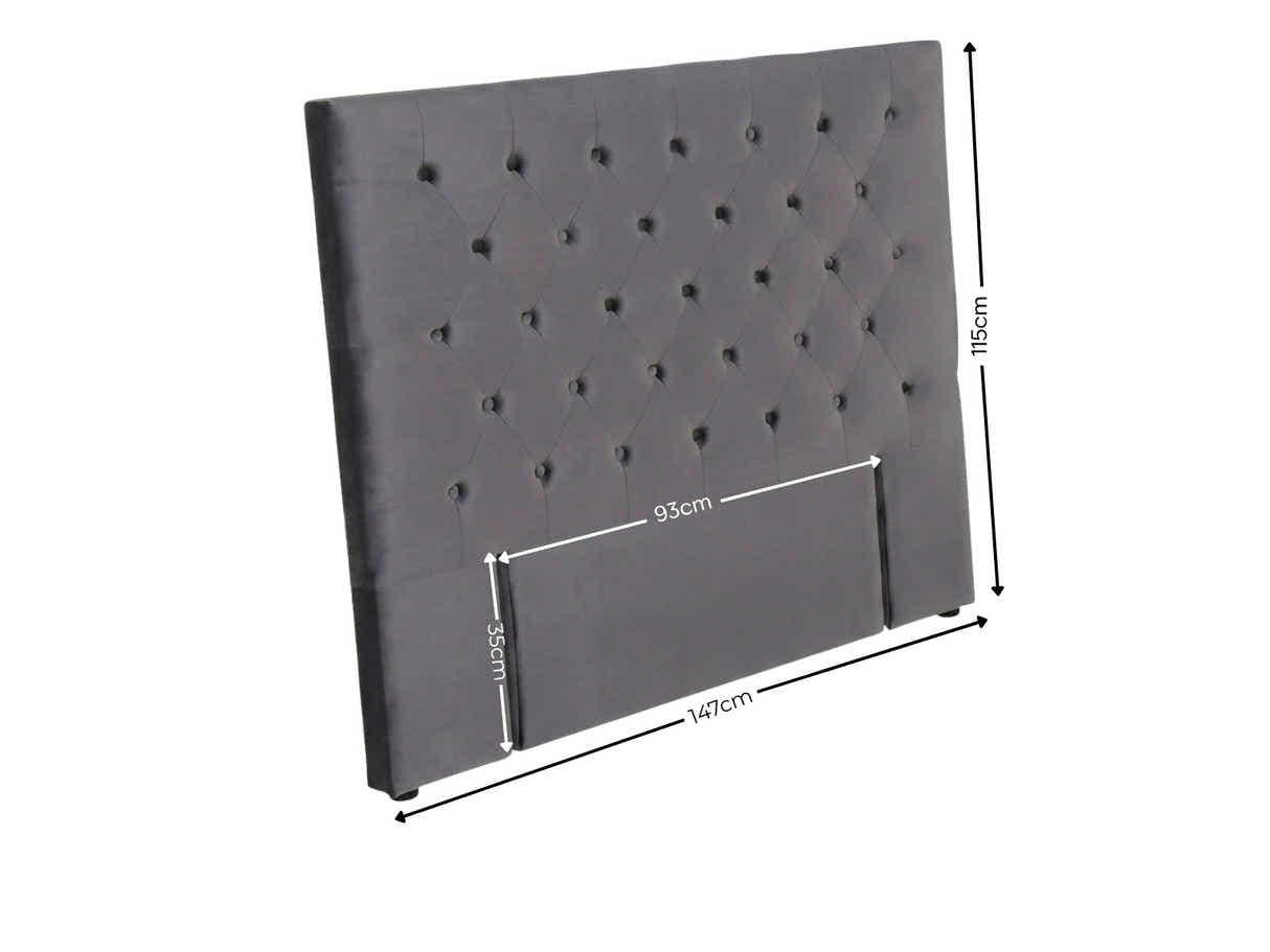 Rakel Velvet Headboard Grey - Double