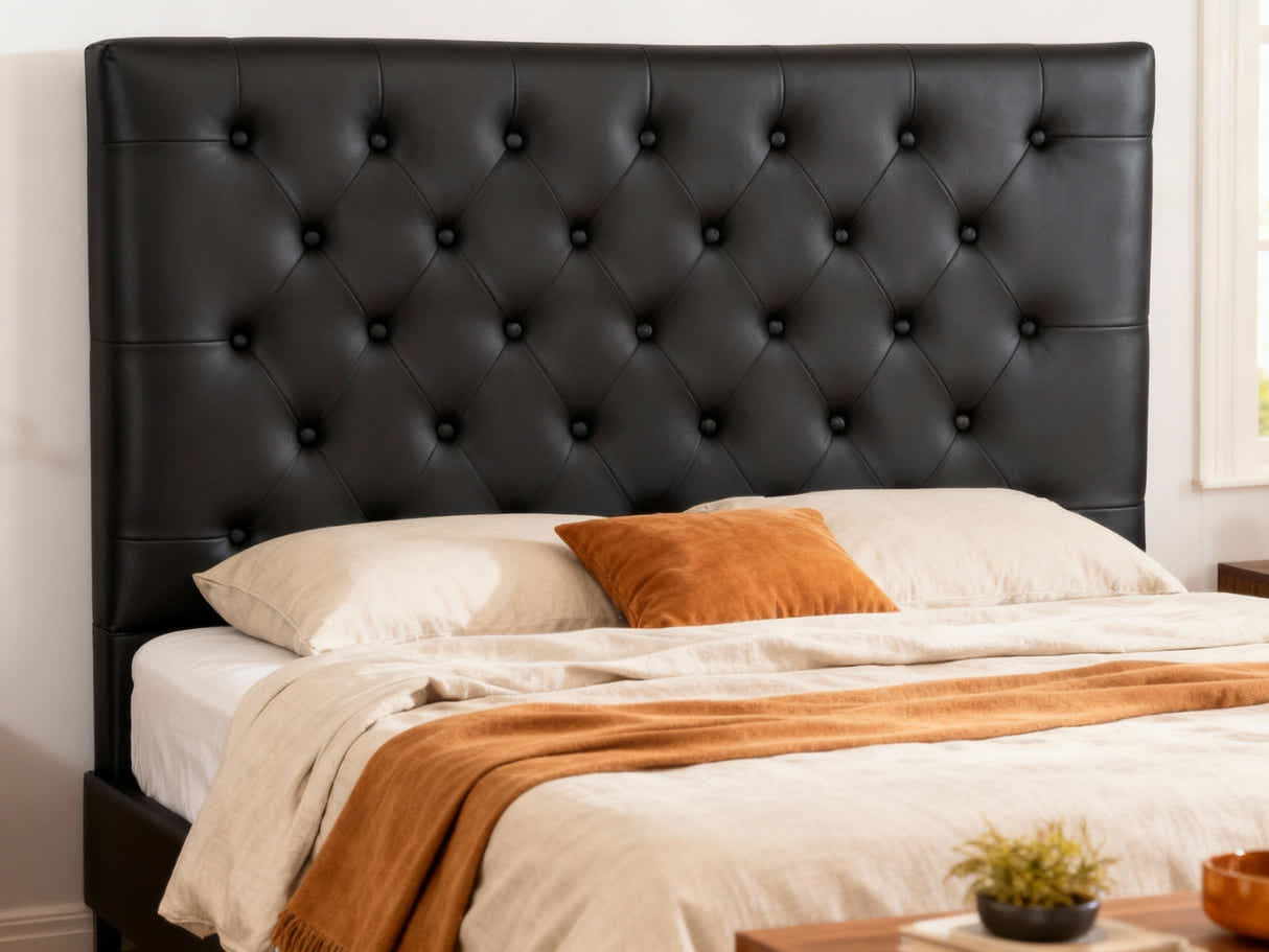 Raisa PU Headboard Black - Double