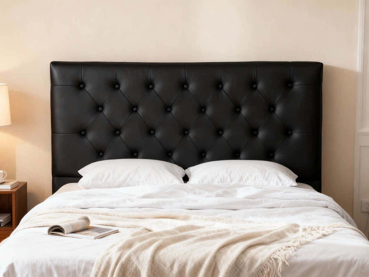 Raisa PU Headboard Black - Double