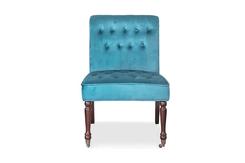 Pirie Velvet Accent Chair - Light Blue