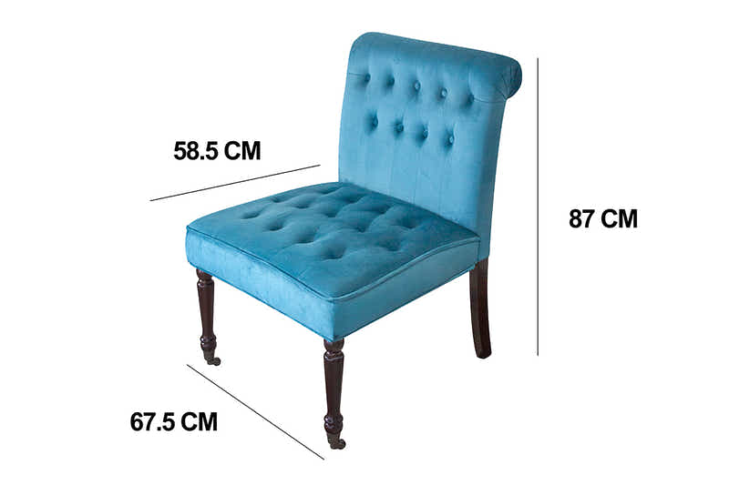 Pirie Velvet Accent Chair - Light Blue