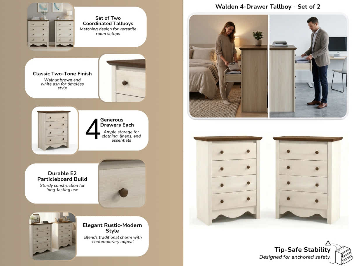 Walden 4-Drawer Tallboy - Set of 2