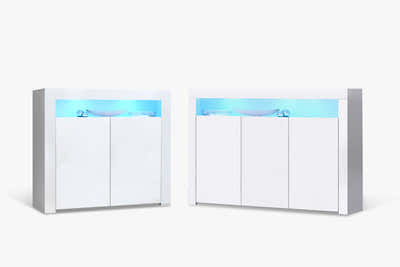 Glansig White Buffet with LED Light Combo
