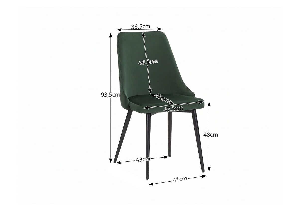 Emerald Green Velvet Dining Chair with Iron Legs - Set of 2